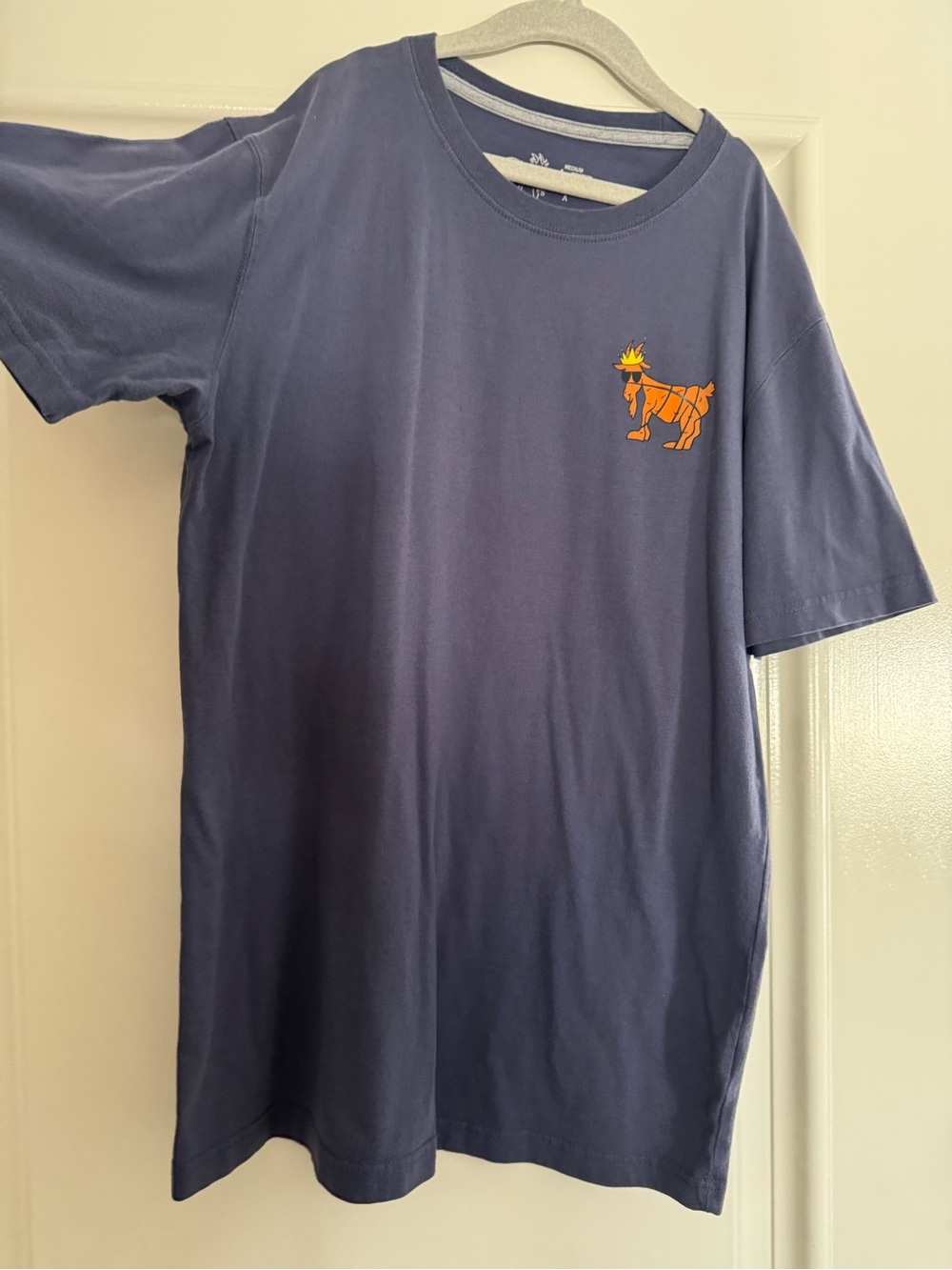 Navy Short Sleeve Tee with Orange Graphic